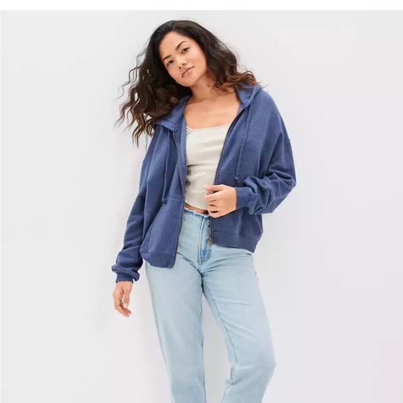 NWT AE Zip-Up Hoodie COLOR MAVY SIZE SMALL - Picture 3 of 7